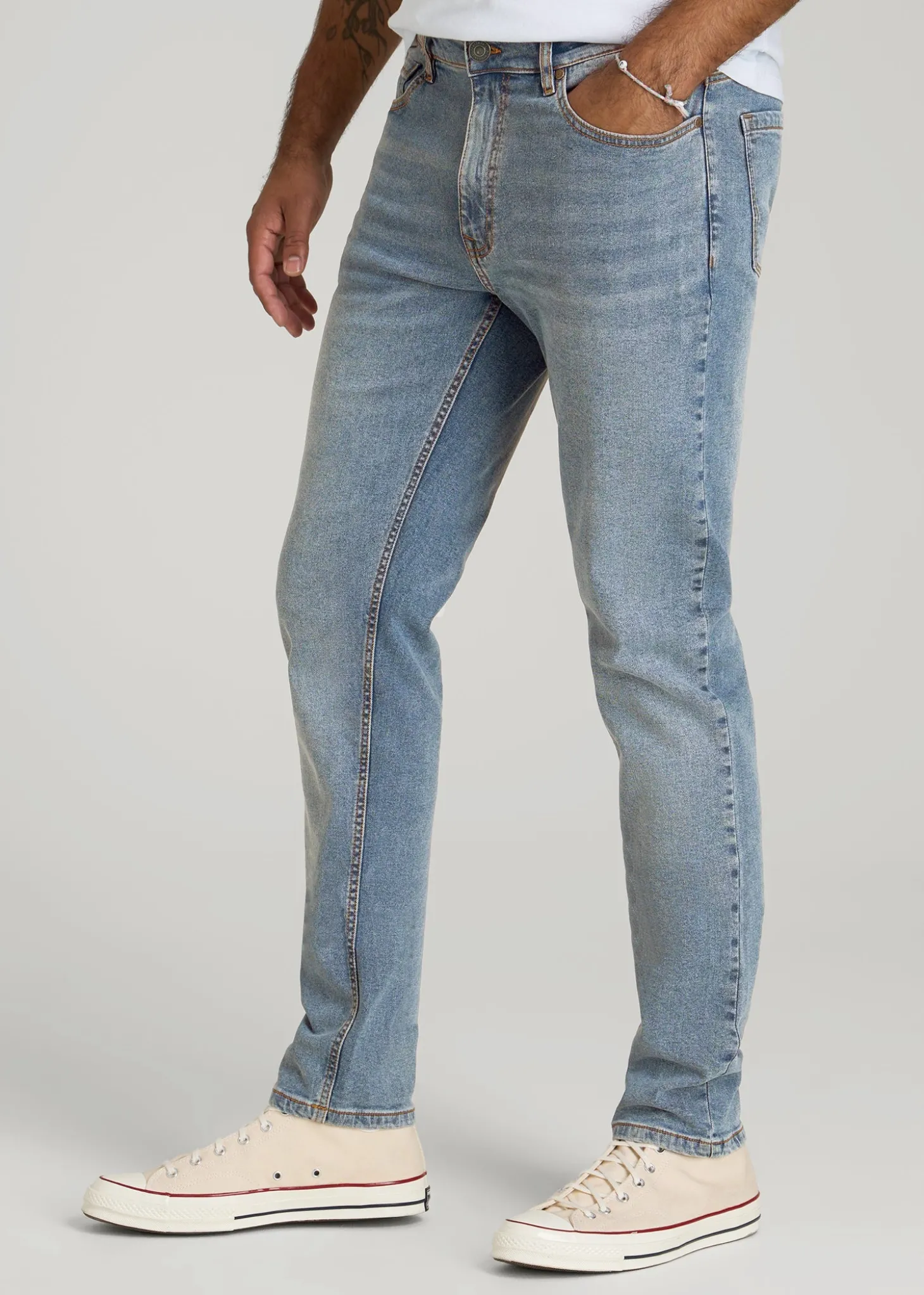 A.T. Basics Men's Dylan Slim Fit Jeans for Tall Men