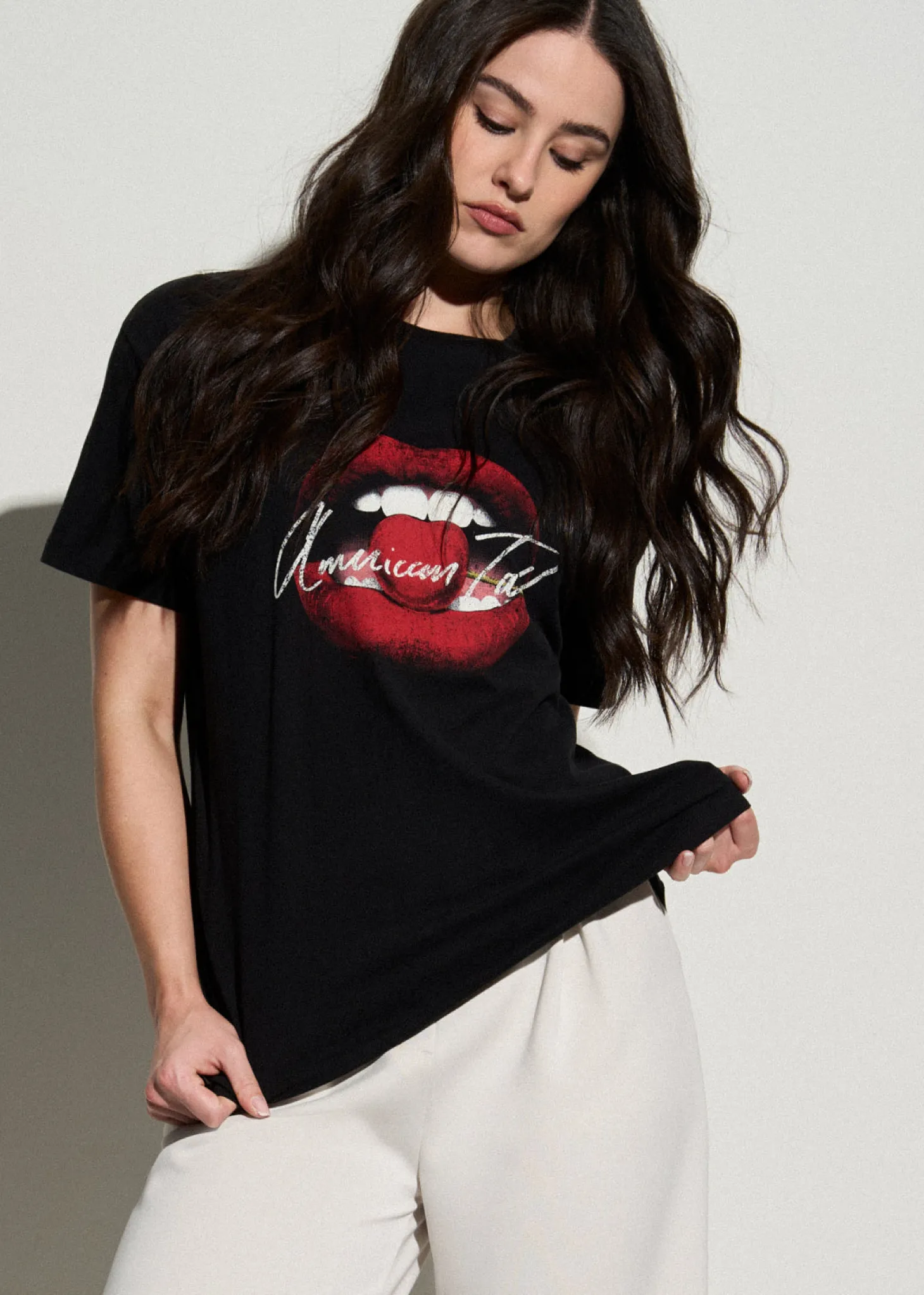 Black Cherry Lips Graphic Tee for Tall Women