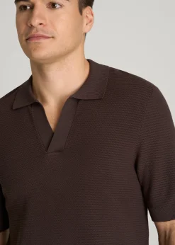 Braided Knit Sweater Polo for Tall Men