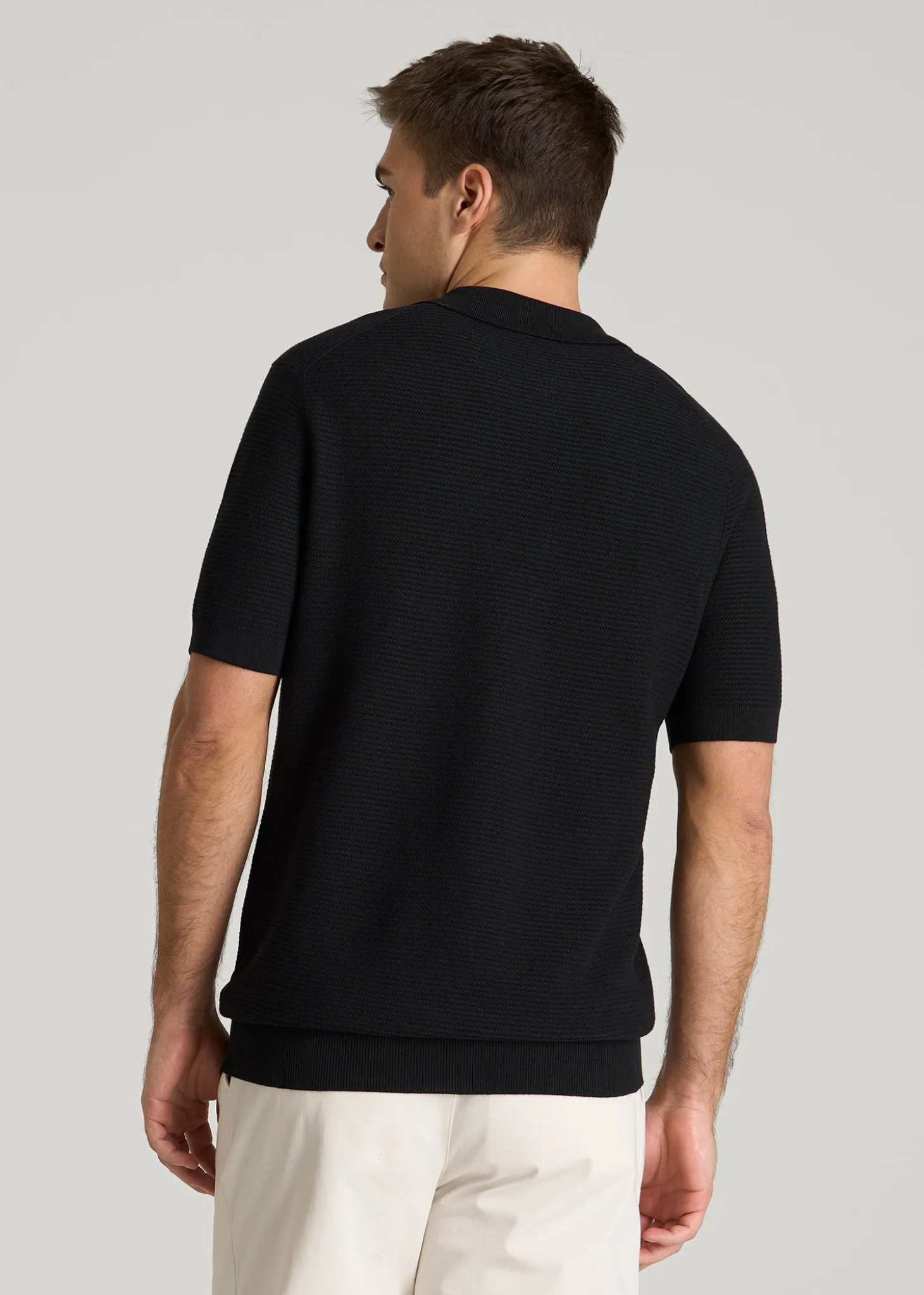 Braided Knit Sweater Polo for Tall Men