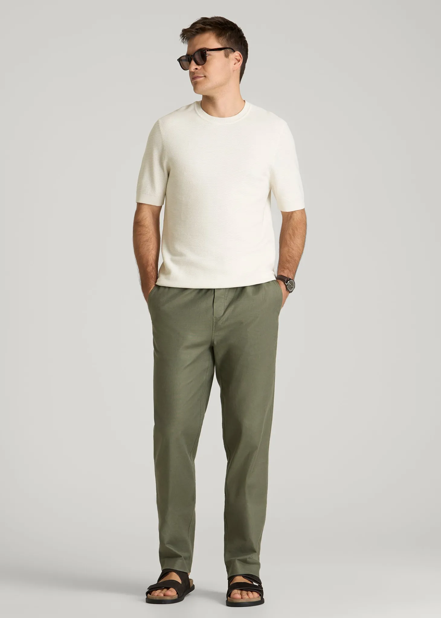 Braided Knit T-Shirt for Tall Men