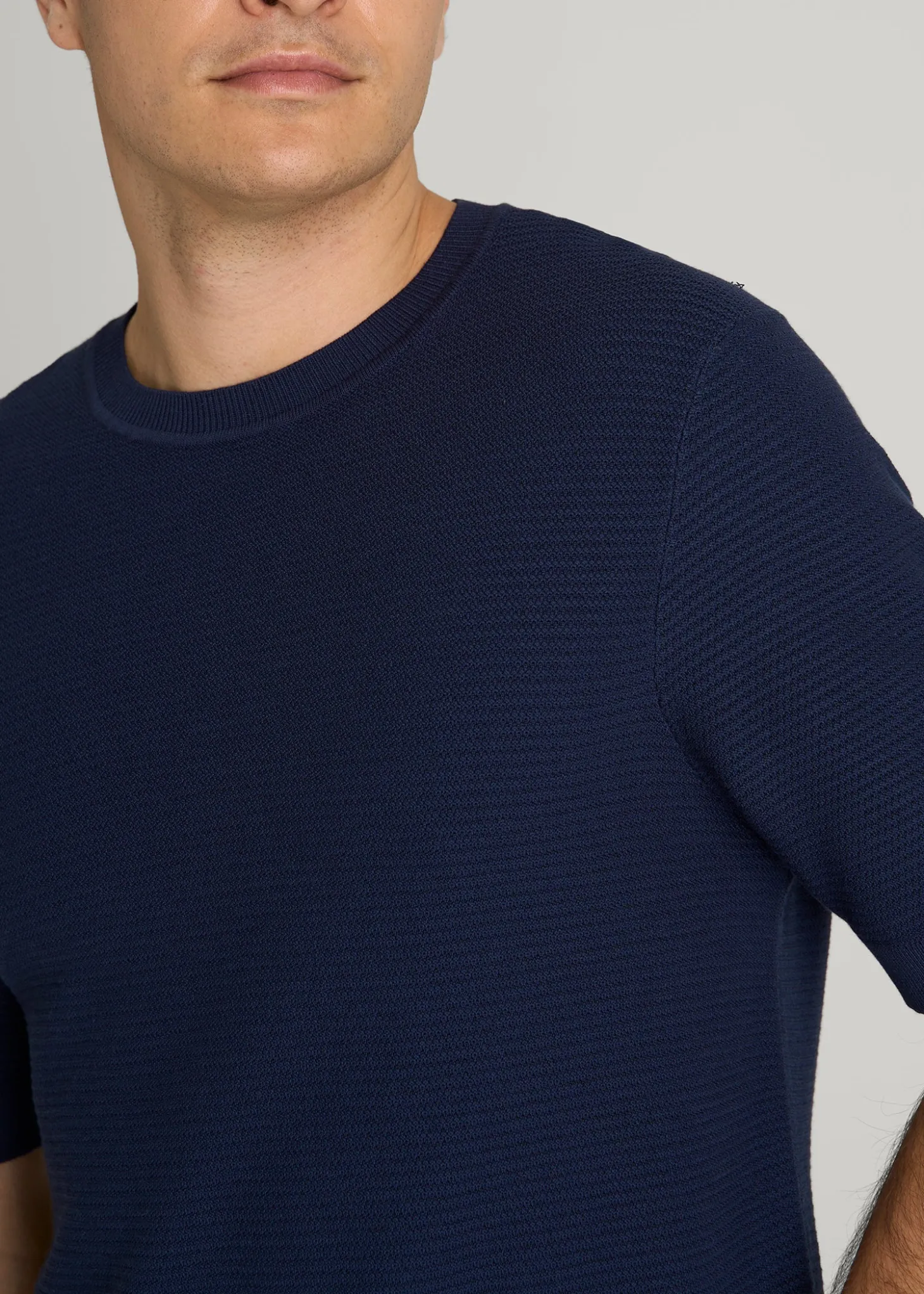 Braided Knit T-Shirt for Tall Men