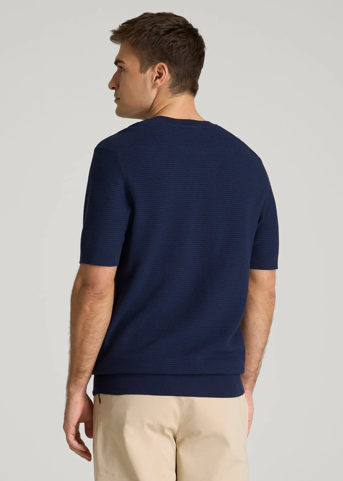 Braided Knit T-Shirt for Tall Men
