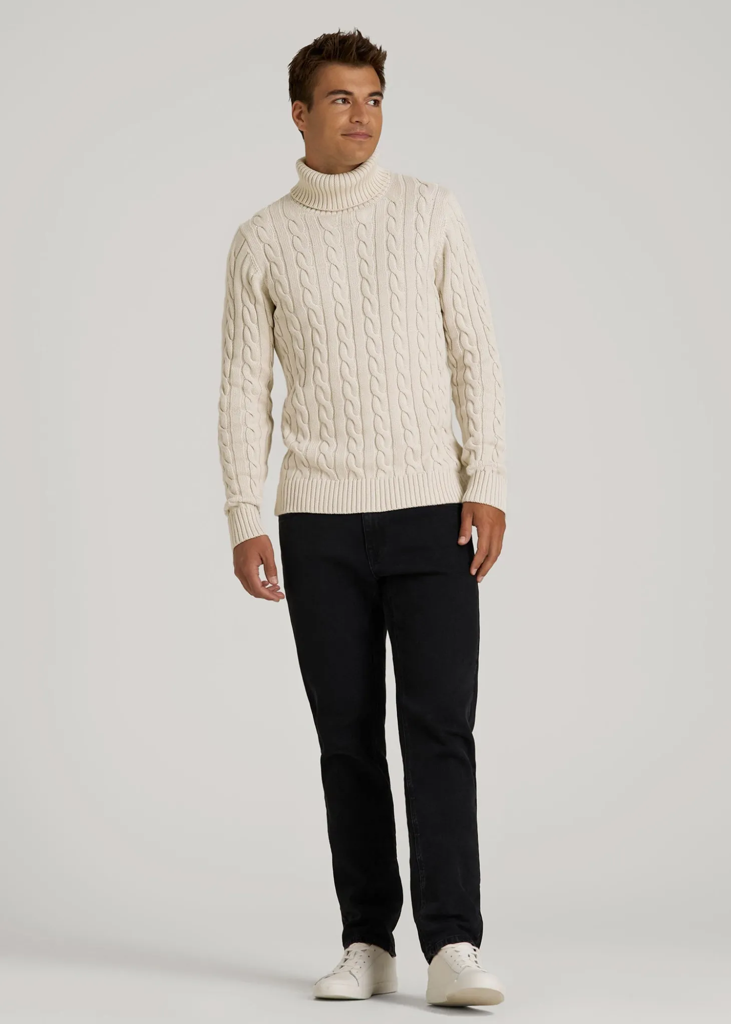 Cable Knit Turtleneck for Tall Men