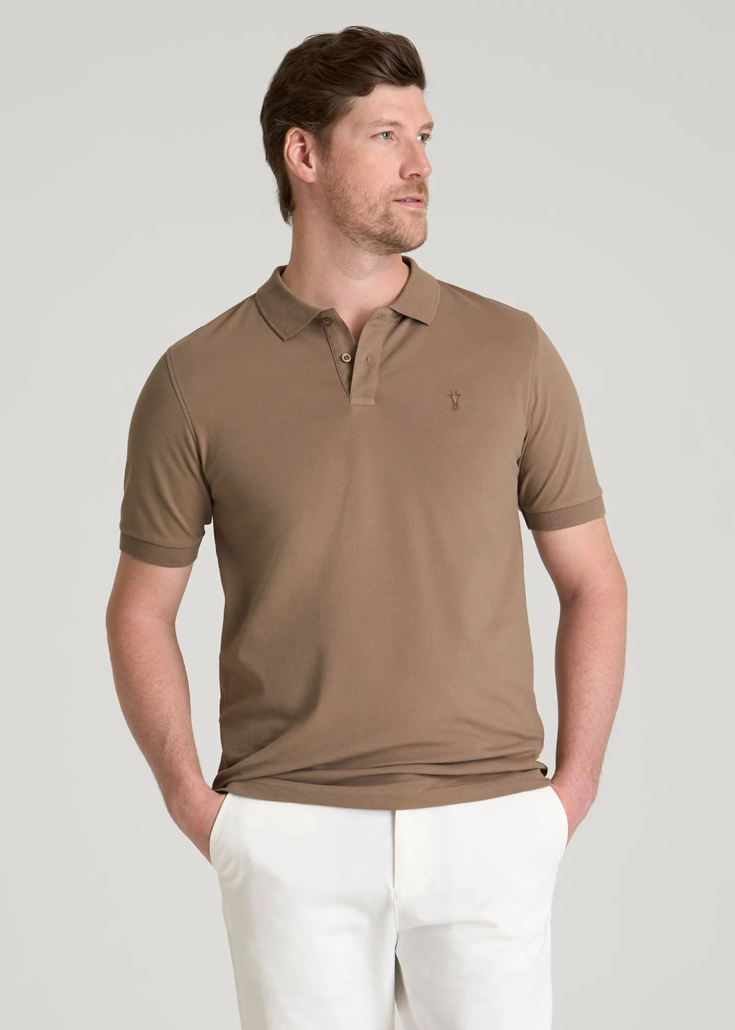 Classic Polo with Embroidered Logo for Tall Men