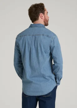 Classic Stretch Denim Shirt for Tall Men