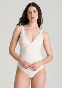 Classic V-Neck One Piece Swimsuit for Tall Women