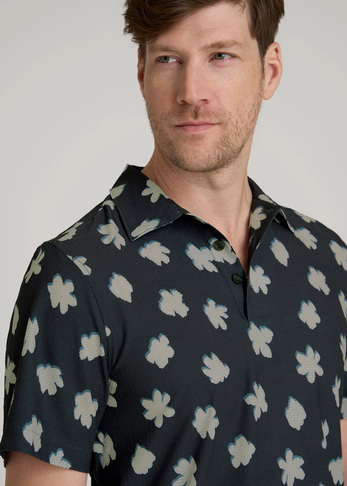 Coastal Perforated Polo Shirt for Tall Men