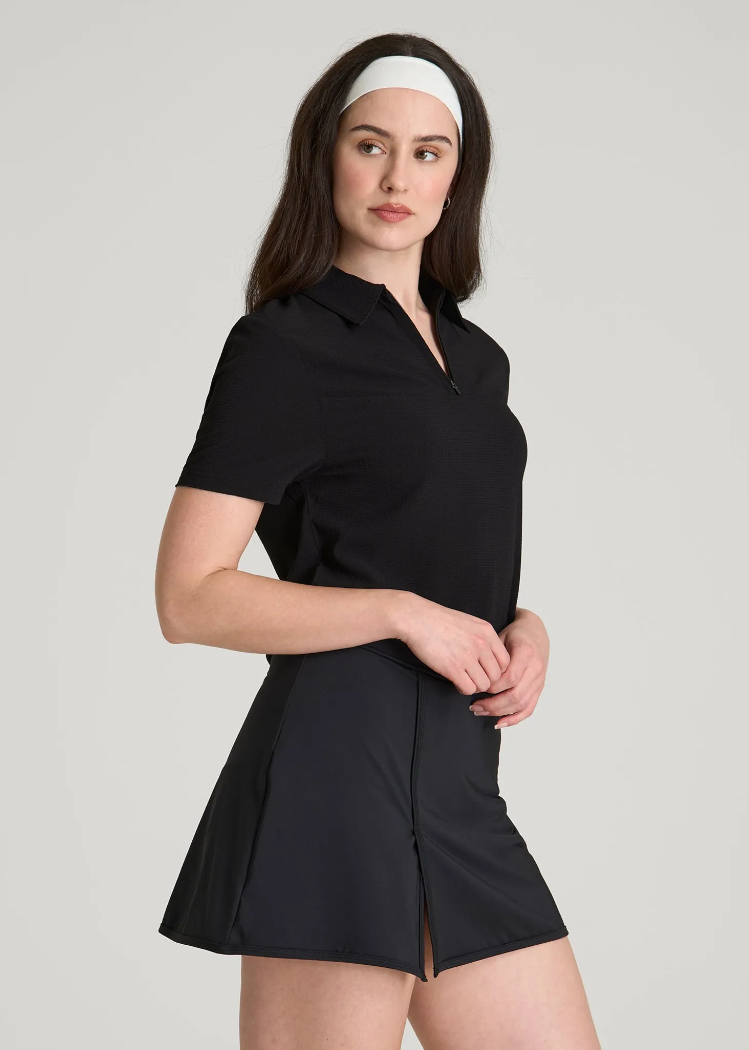 Coastal Perforated Short Sleeve Golf Polo for Tall Women