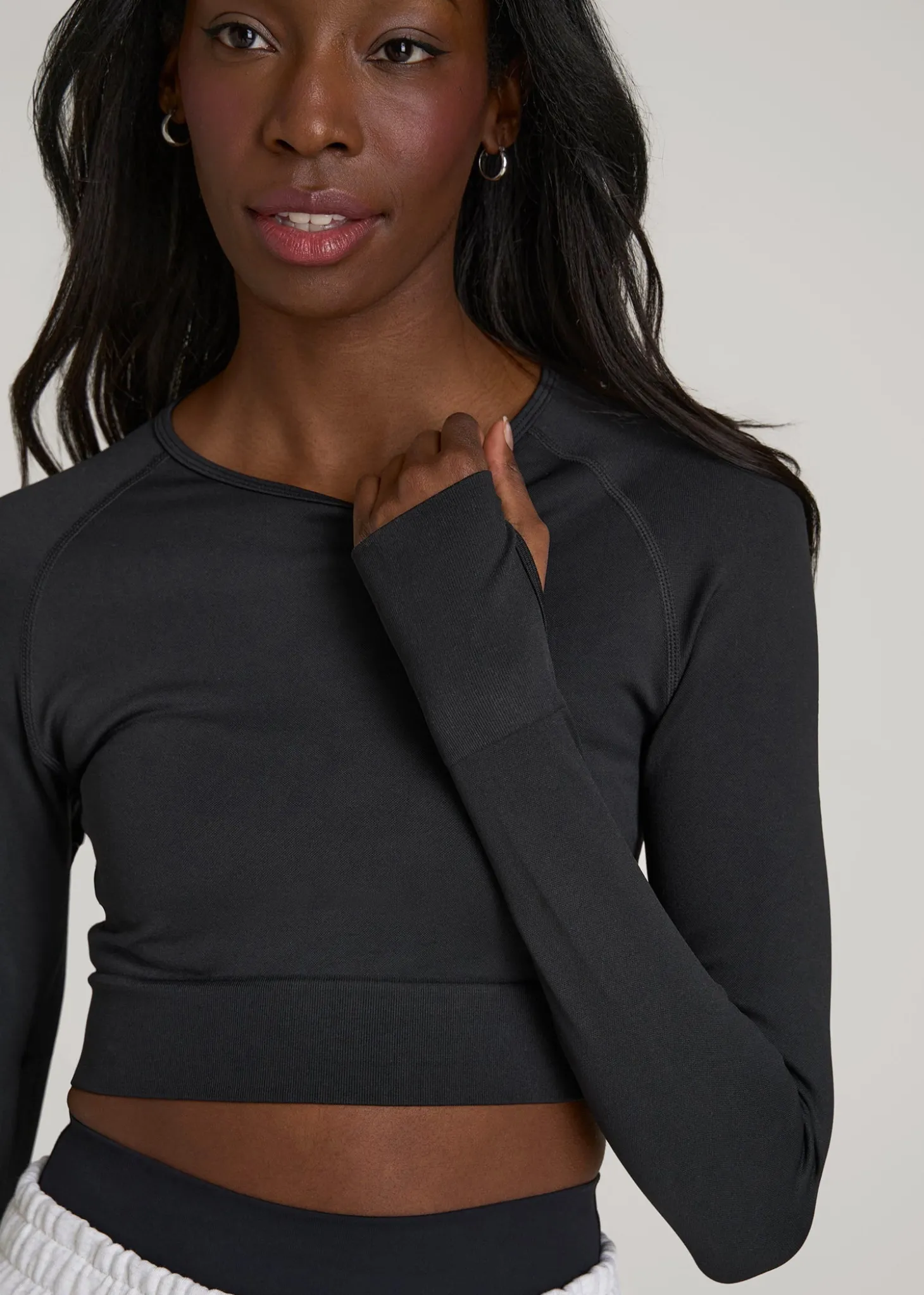 Compression Long Sleeve Cropped Training Top for Tall Women