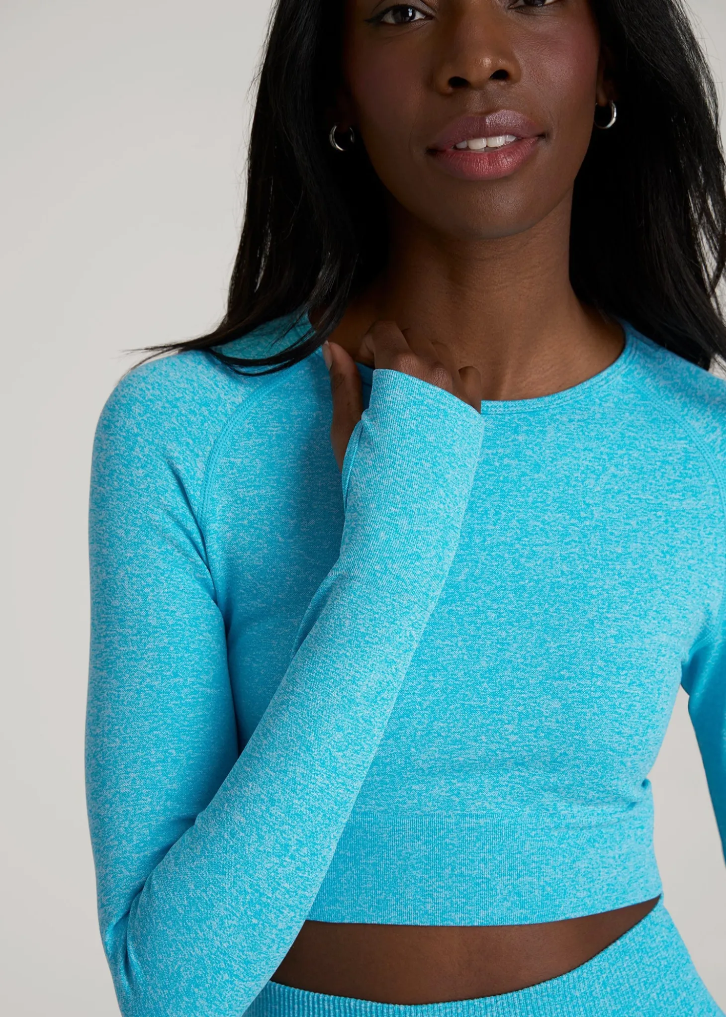 Compression Long Sleeve Cropped Training Top for Tall Women