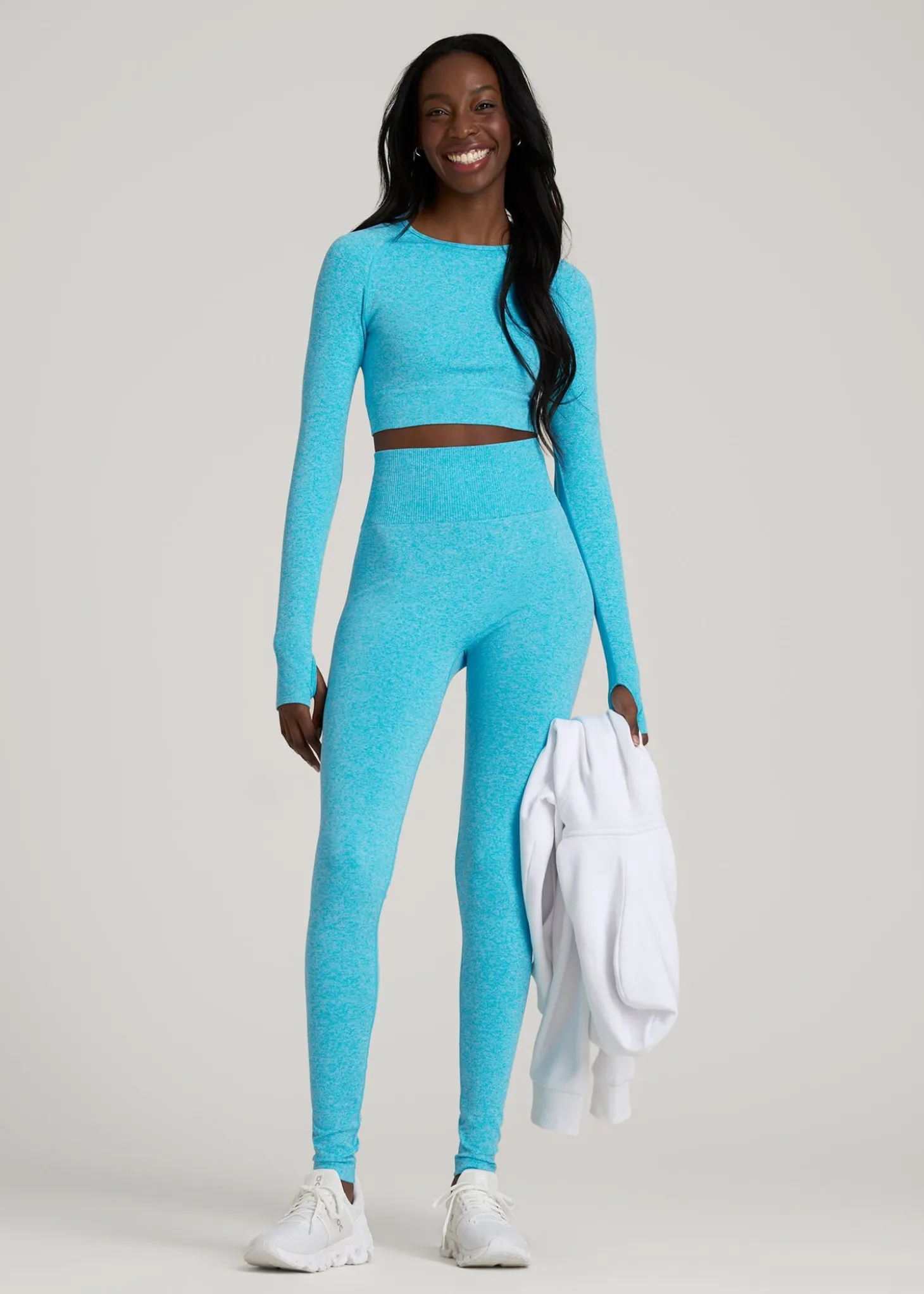 Compression Long Sleeve Cropped Training Top for Tall Women