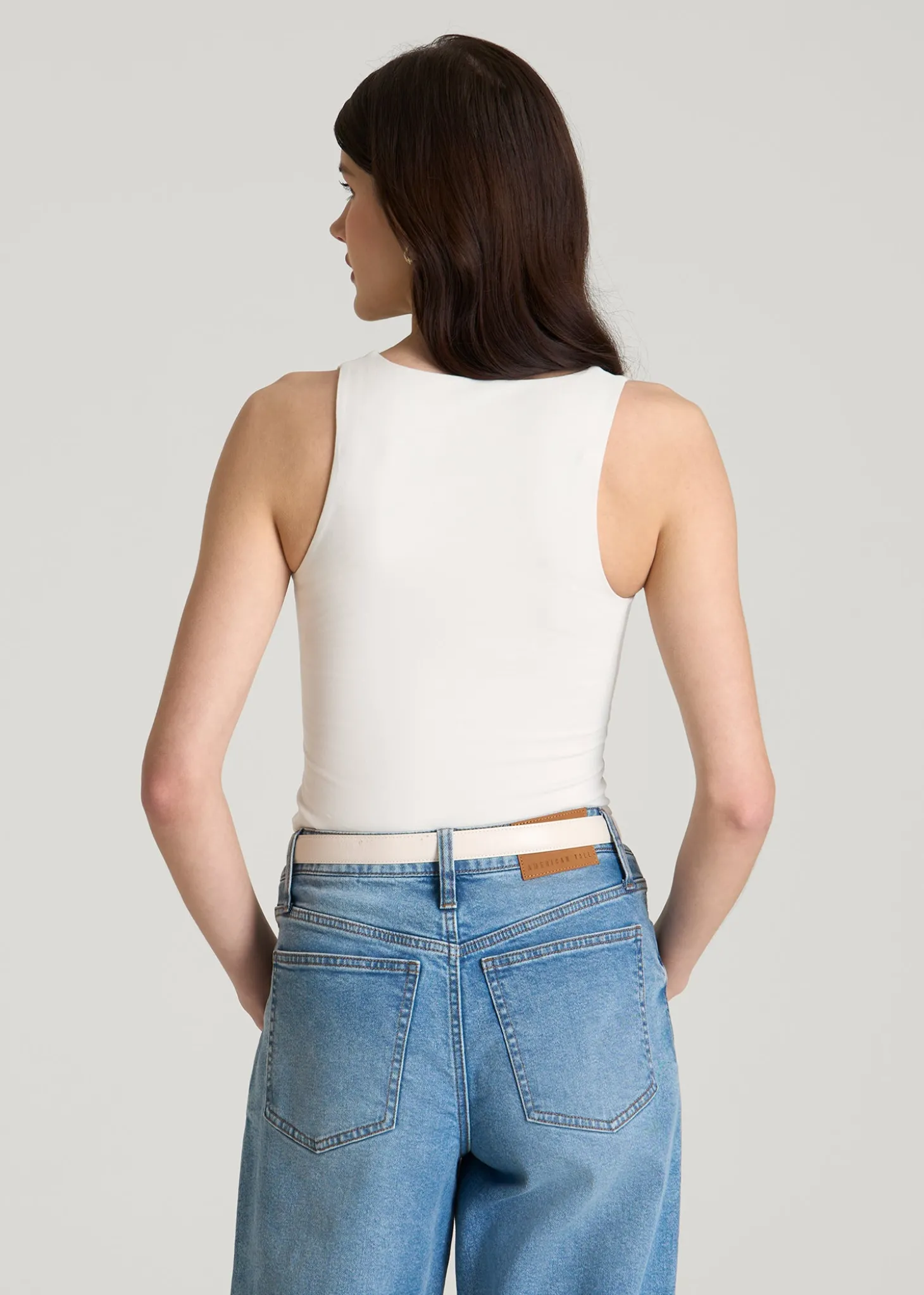Cotton Blend Sleeveless V-Neck Bodysuit for Tall Women