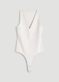 Cotton Blend Sleeveless V-Neck Bodysuit for Tall Women