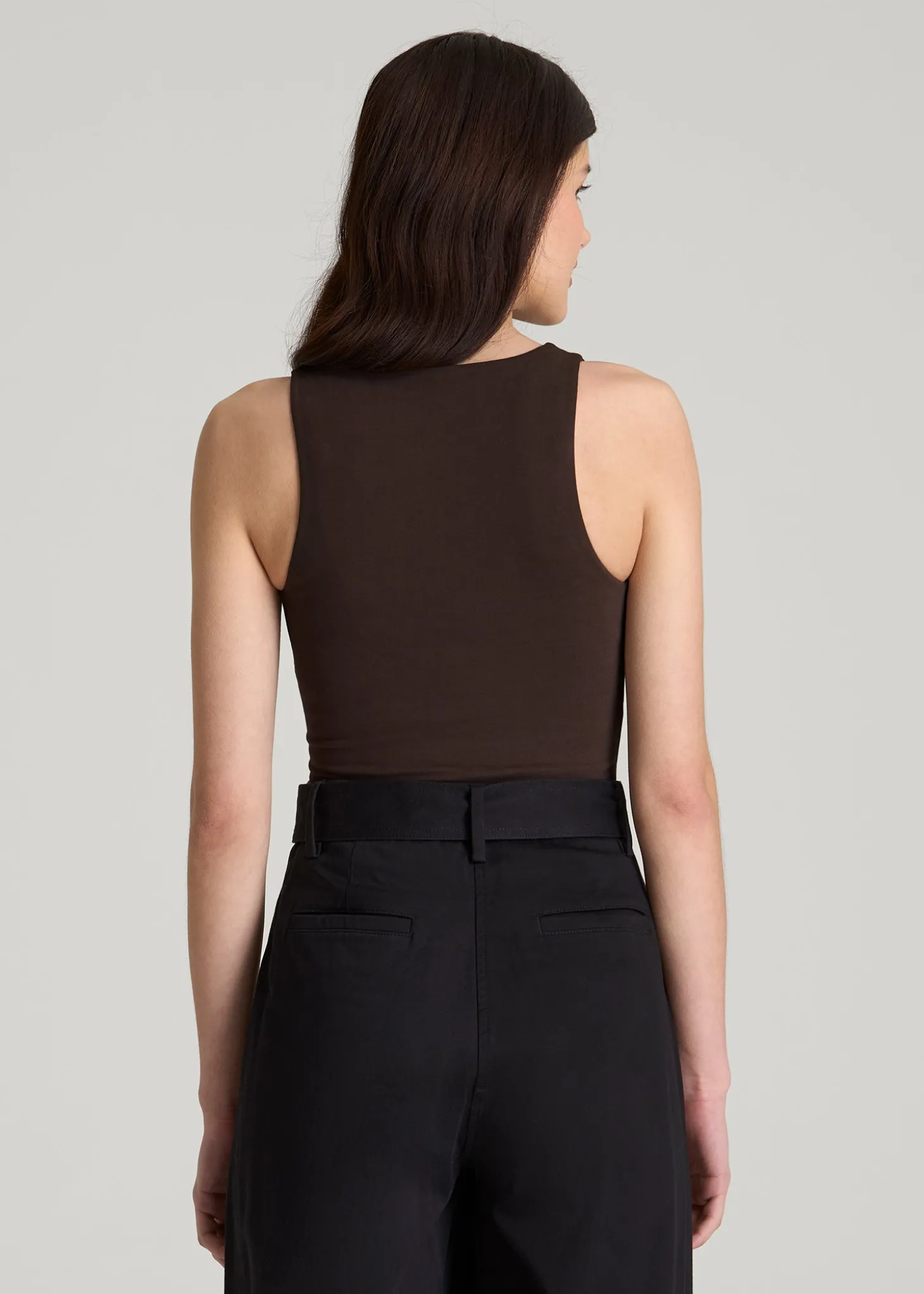 Cotton Blend Sleeveless V-Neck Bodysuit for Tall Women