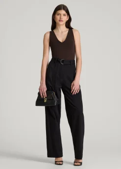 Cotton Blend Sleeveless V-Neck Bodysuit for Tall Women