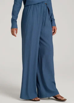 Crinkle Pull-on Wide-leg Pants for Tall Women