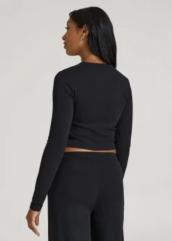 Cropped Long Sleeve Waffle Shirt for Tall Women