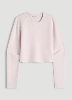 Cropped Long Sleeve Waffle Top for Tall Women