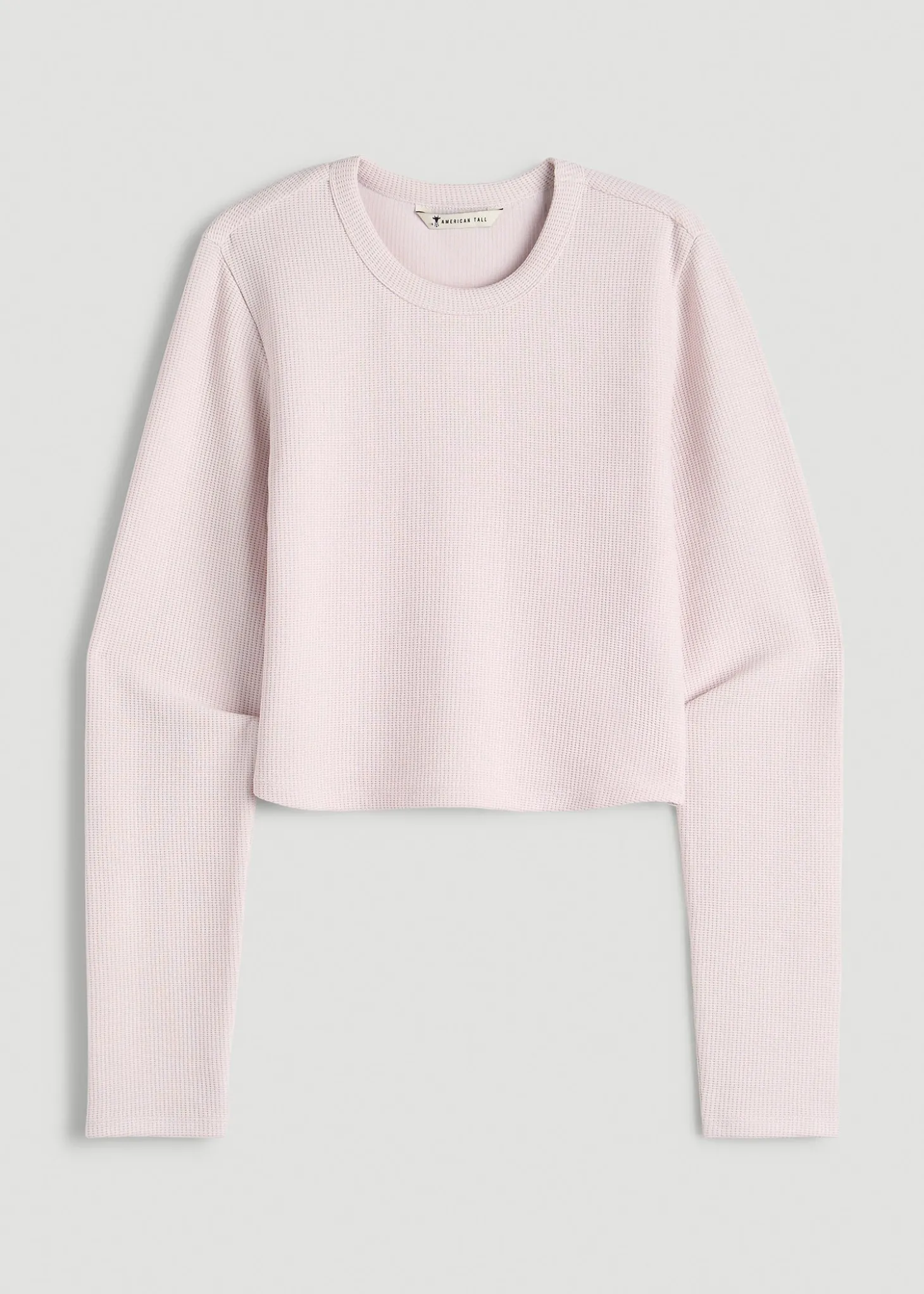 Cropped Long Sleeve Waffle Top for Tall Women