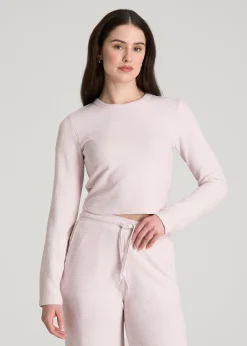 Cropped Long Sleeve Waffle Top for Tall Women