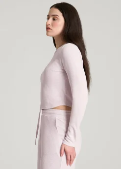 Cropped Long Sleeve Waffle Top for Tall Women