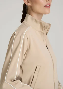 Cropped Track Jacket with Piping for Tall Women
