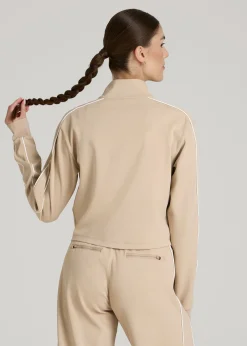 Cropped Track Jacket with Piping for Tall Women