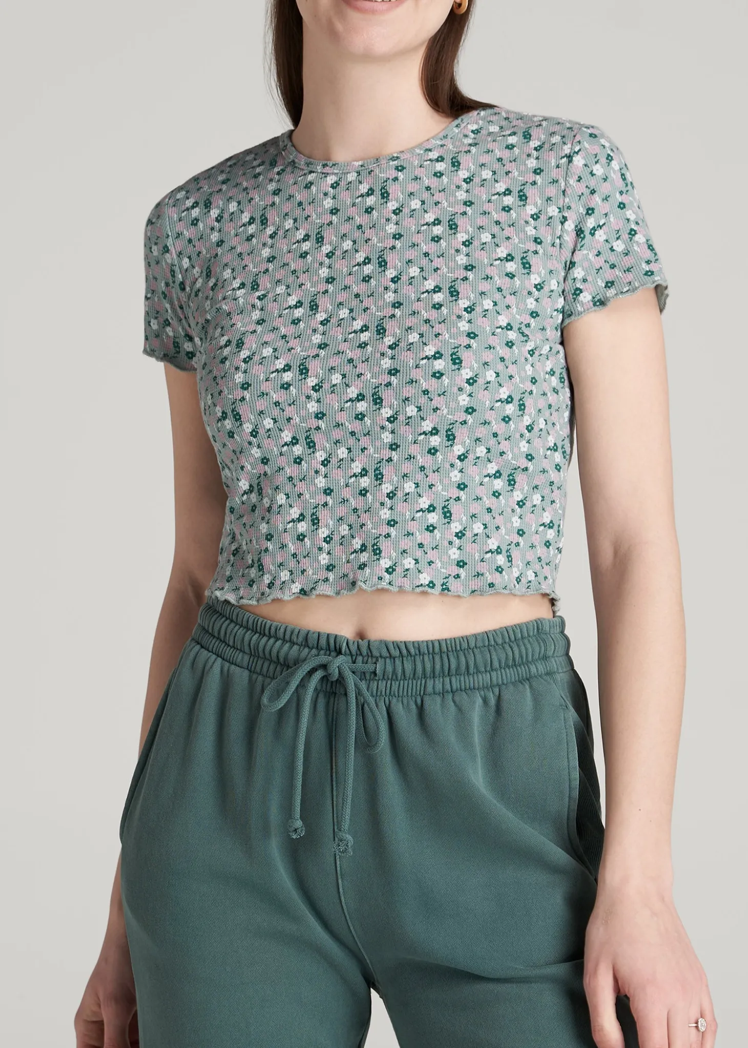 Cropped Waffle Tee for Tall Women