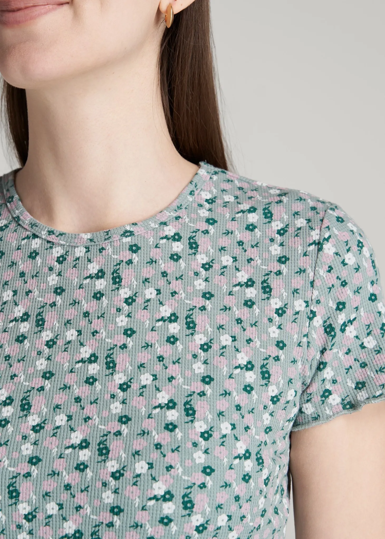 Cropped Waffle Tee for Tall Women