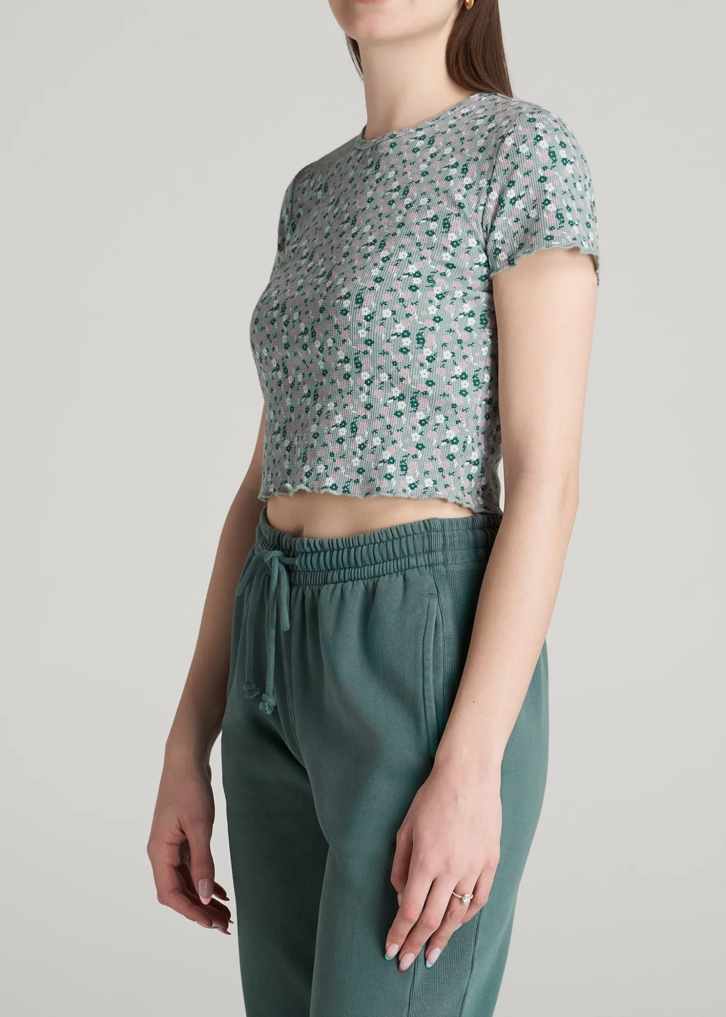 Cropped Waffle Tee for Tall Women