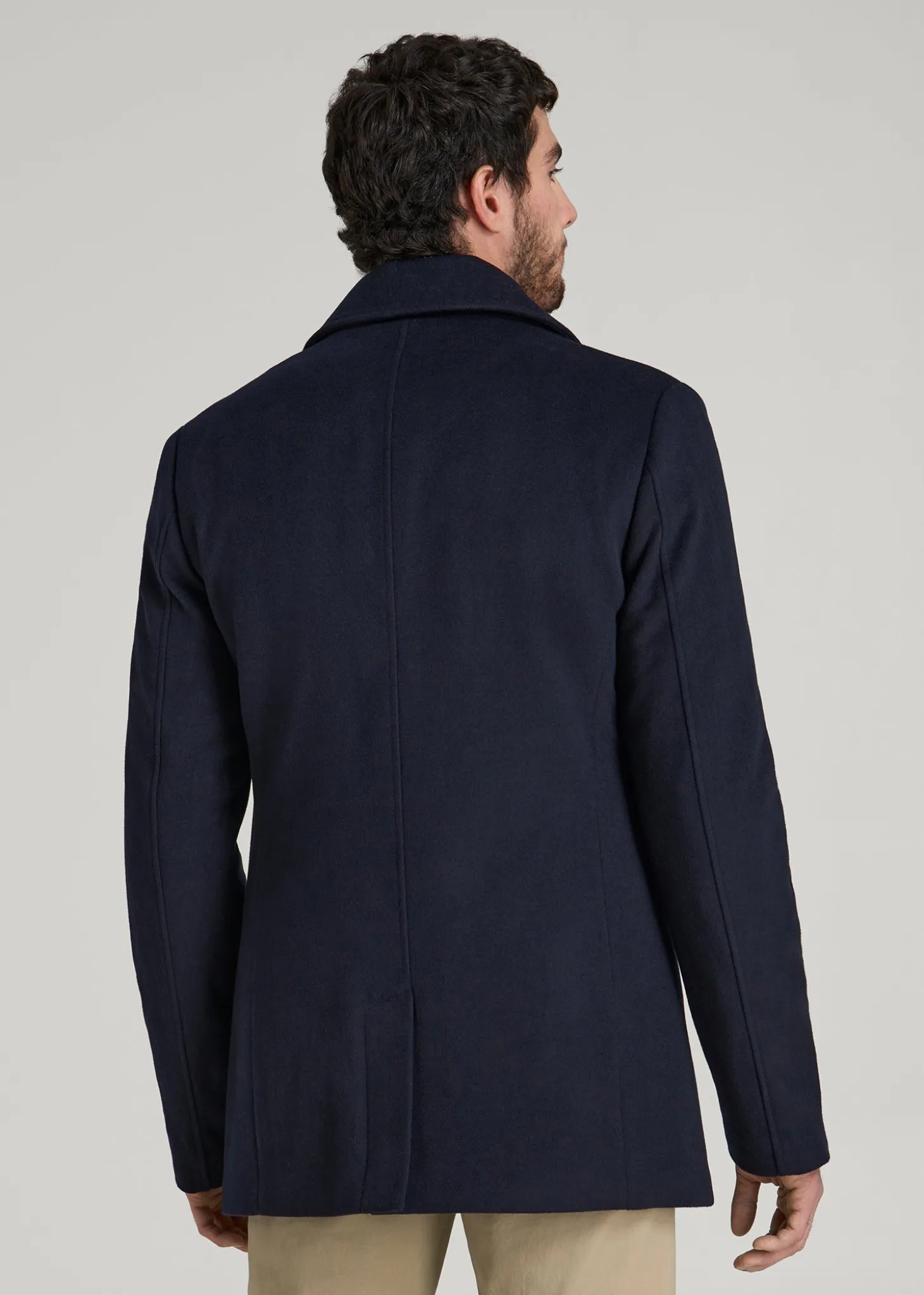 Double-Breasted Wool Peacoat for Tall Men