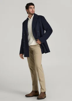 Double-Breasted Wool Peacoat for Tall Men