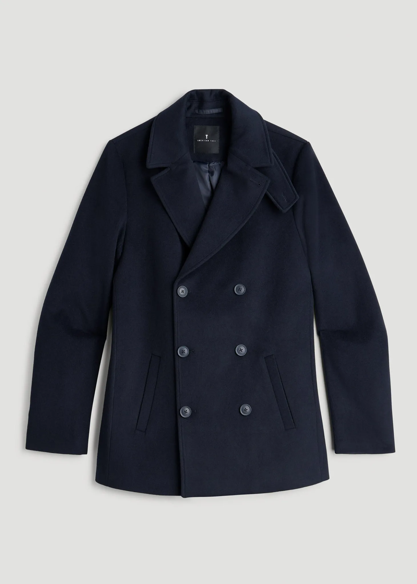 Double-Breasted Wool Peacoat for Tall Men