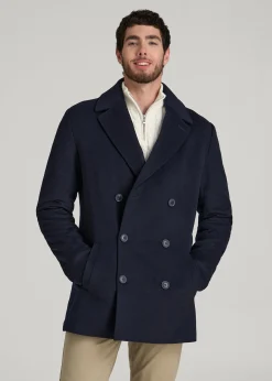 Double-Breasted Wool Peacoat for Tall Men