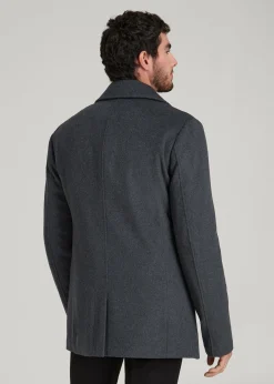 Double-Breasted Wool Peacoat for Tall Men