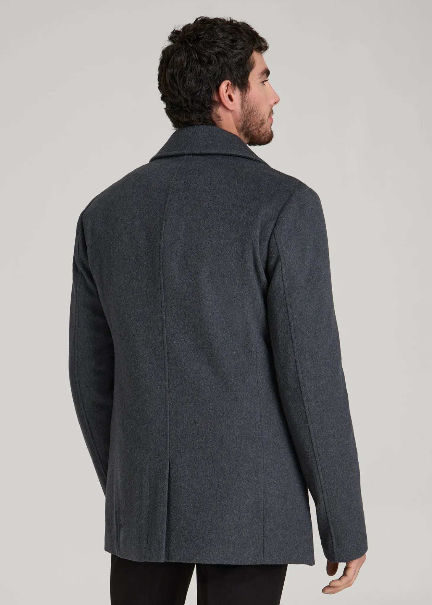 Double-Breasted Wool Peacoat for Tall Men