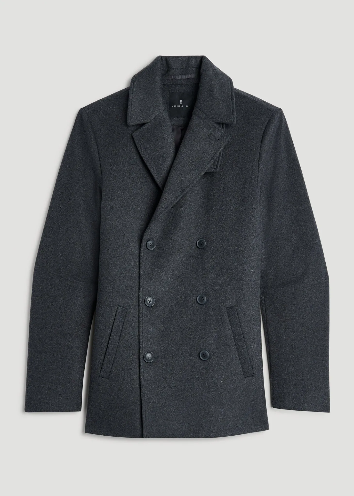 Double-Breasted Wool Peacoat for Tall Men