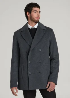 Double-Breasted Wool Peacoat for Tall Men