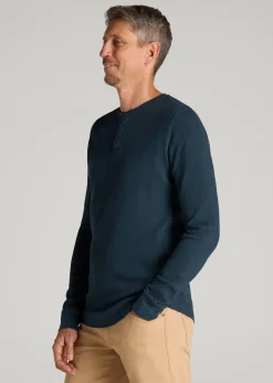 Double Honeycomb Thermal Long-Sleeve Henley Shirt for Tall Men