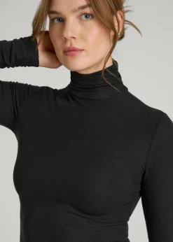 Fitted Long Sleeve Ribbed Turtleneck Tee for Tall Women