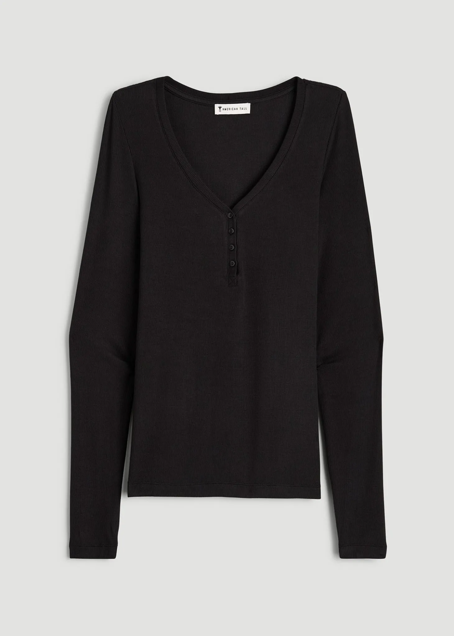 Fitted Ribbed Long Sleeve Henley for Tall Women