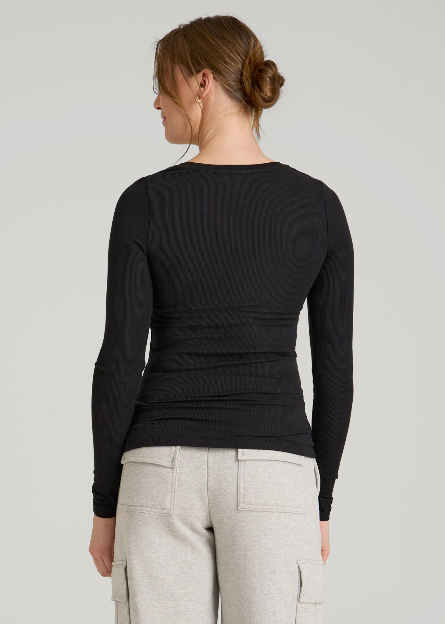 Fitted Ribbed Long Sleeve Henley for Tall Women