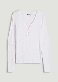 Fitted Ribbed Long Sleeve Henley for Tall Women