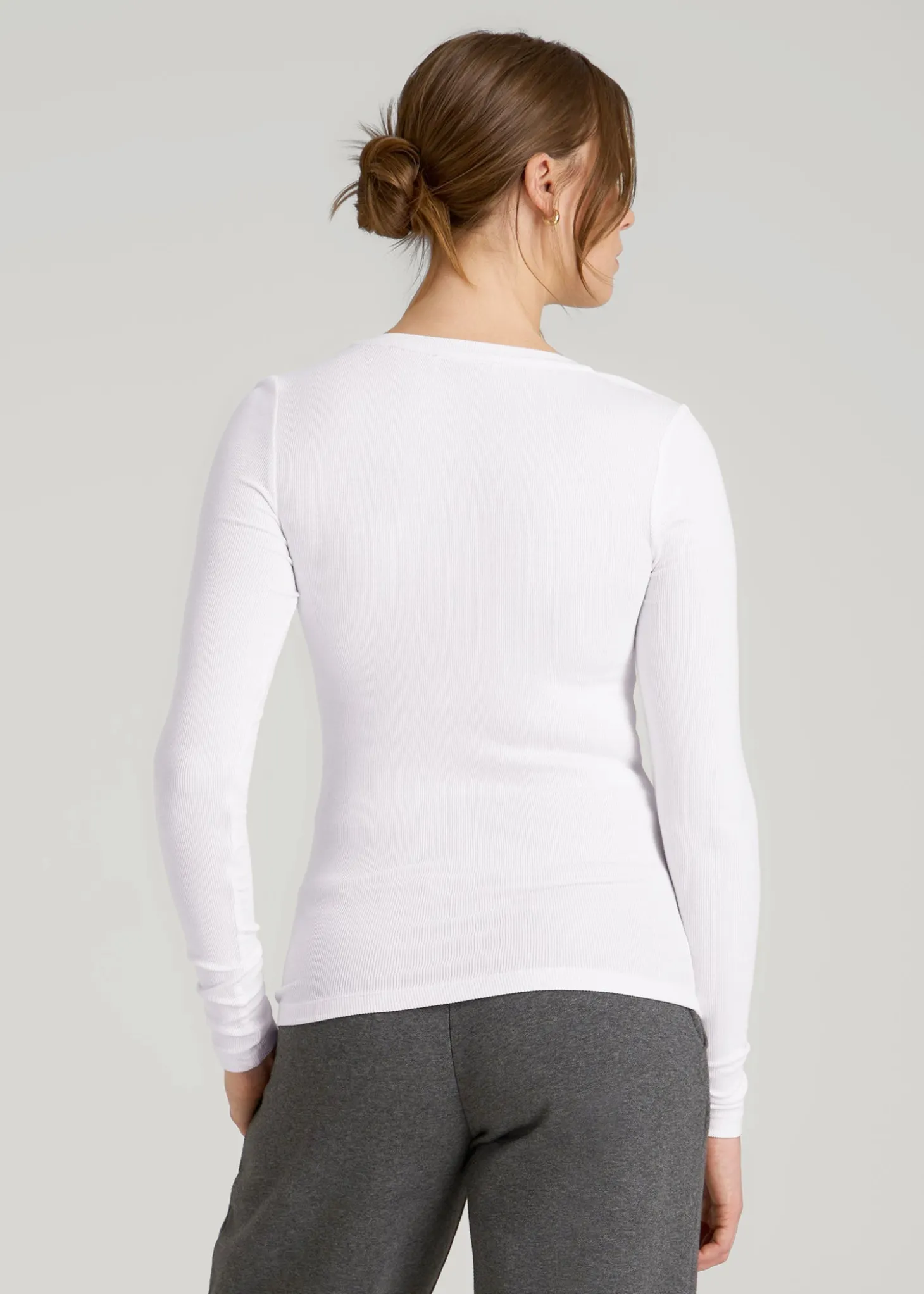 Fitted Ribbed Long Sleeve Henley for Tall Women