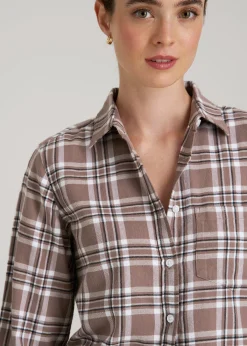Flannel Button-Up Shirt for Tall Women