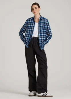 Flannel Button-Up Shirt for Tall Women