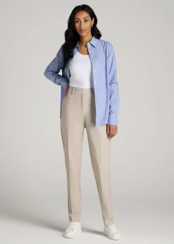 Flat Front Tapered Dress Pants for Tall Women