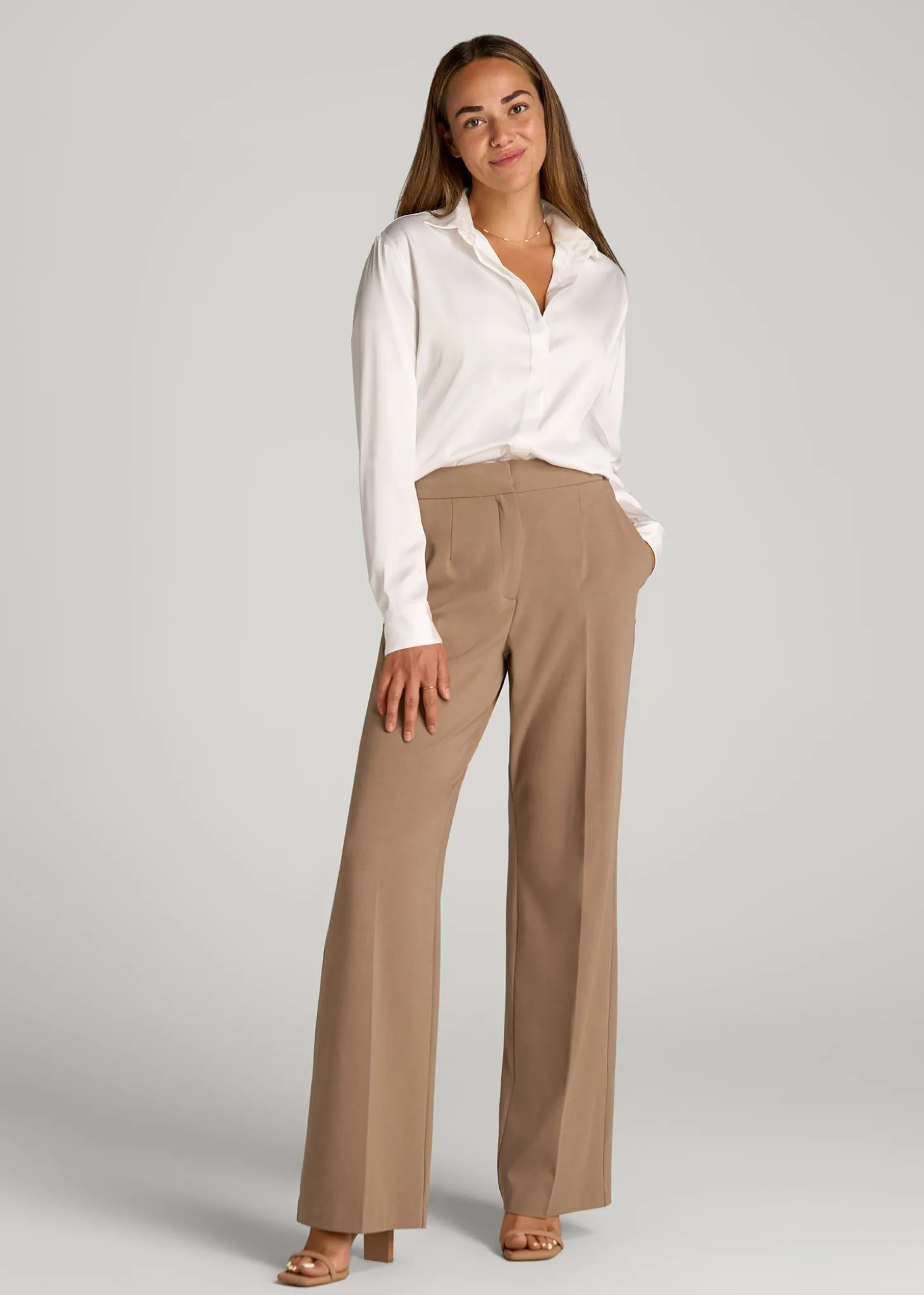 Flat Front Wide Leg Dress Pants for Tall Women