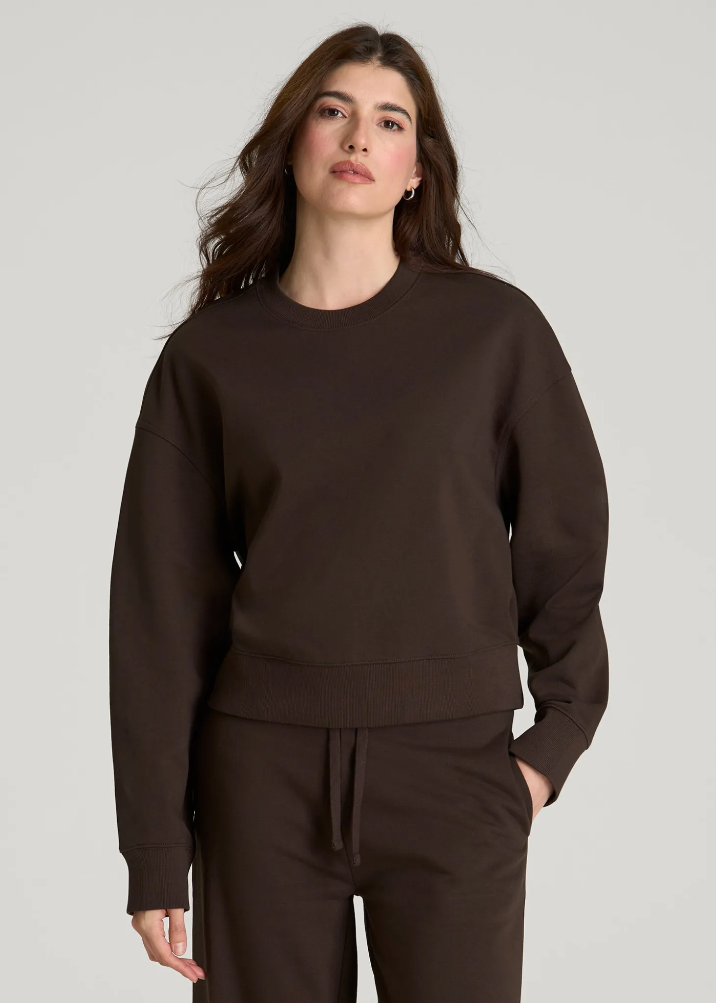 French Terry Cropped Crew for Tall Women